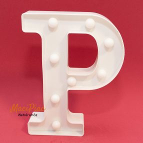 Világító műanyag, fehér P betű, aztalra vagy falra