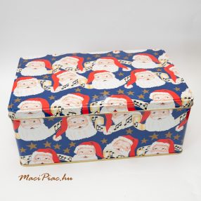   Szögletes levehető tetejű fém doboz Karácsonyi mintával Mikulással hagjegyekkel MEGA olasz