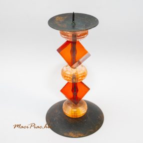   Fém gyertyatartó 1 darab gyertyának, műanyag gyöngyökkel díszítve