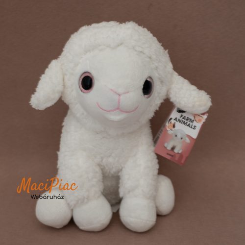 Plüss Penny fehér bari, bárány FARM ANIMALS  Plüsstanya BODZA csillogó szemű Címkés, új