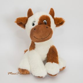 Plüss ülő élethű foltos boci, tehén ölelnivaló