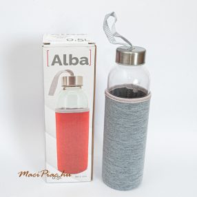   Kulacs, sport üveg  (szürke neoprén borításban, áttetsző üveg) 0,5 liter Alba
