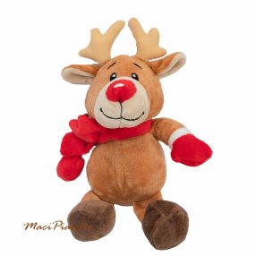   Plüss rénszarvas, szarvas Mikulás szetben piros sállal, kesztyűvel Wergona Schokoladen  Soft toy plush