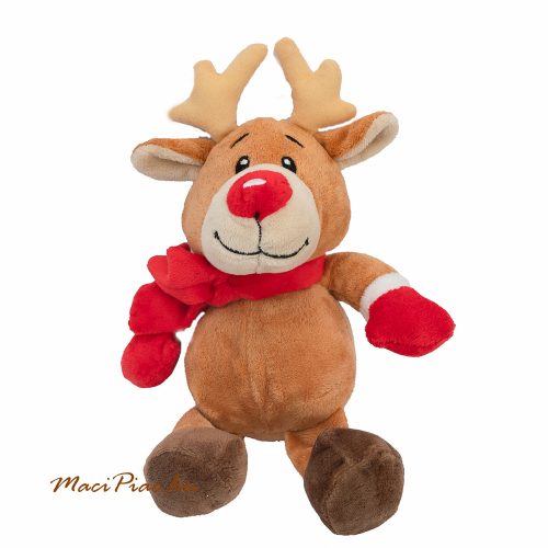 Plüss rénszarvas, szarvas Mikulás szetben piros sállal, kesztyűvel Wergona Schokoladen  Soft toy plush