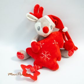   Plüss szarvas karácsonyfával, felhúzható zenélős (piros-szürke) Pepco