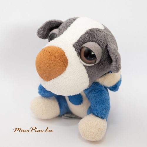 Plüss nagyszemű, kapucnis kék ruhás baby kutya EP Line The Dog Pug plush toy in outfit 13 cm 