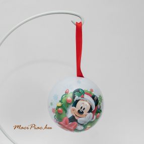   Gömb alakú Miki egér mintés karácsonyi levehető tetejű fém dísz  Disney