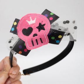   Hajráf, fejdísz Halloweeni kiegészítő jelmezhez (Fekete-Lila, koponya) monster high fejpánt
