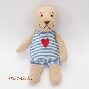   Ikea Fabler Björn piros szívecskés csíkos pizsama ruhás plüss maci