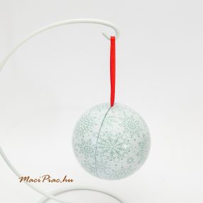   Karácsonyi, hópelyhes gömb alakú szétvélasztható bonbonos, cukorkás, csokoládés akasztható Német  fém doboz