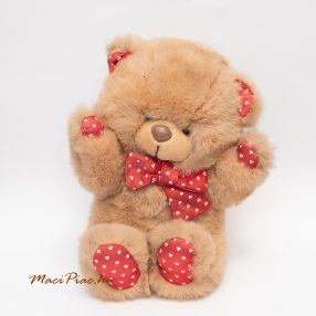 Plüss puha szőrmés barna maci szívecskés