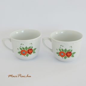   Narancssárga virág mintás porcelán retro bögre 2 db  KAMILA GDR 80-as évek