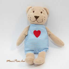   Ikea Fabler Björn piros szívecskés csíkos pizsama ruhás plüss maci