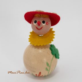   Fából készül rugós nyakú gomba kalapos régi nipp, szuvenyír, figura