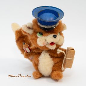   Postás plüss gyapjó anyagú mókus régi Német (drótos, hajlítható)
