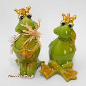   Béka király, béka nipp, dekorációs porcelán figura Bolti új! Cimkével! 2 db