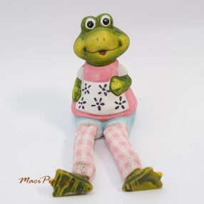   Hosszú lógó lábú béka hölgy nipp, dísztárgy, figura (kerámia) Jean Products Germany Ritkaság!