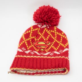   Meleg téli dupla rétegű gép kötött Rebel By Primark márkájú Superman bojtos sapka 7-13 évesre