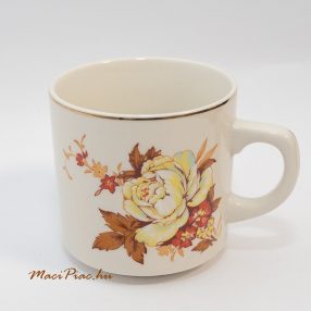   Vintage 2 oldalas virág mintás arany szegélyes kávés, teás porcelán bögre