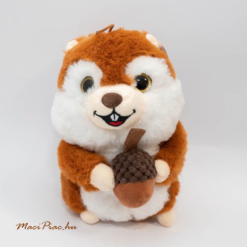 Finom puha plüss mókus makkal a kezében (csillogó nagy szemű) akasztható SUN-DAY (barna) Új!