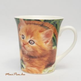 Vörös macska mintás porcelán bögre 