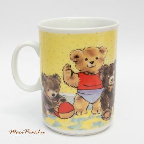   Vintage maci mintás teás, kakaós porcelán gyerek bögre ORIGINAL BOHEMIA Csehszlovák