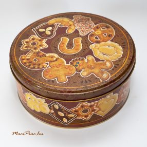   Karácsonyi teasüteményes kerek levehető tetejű fém díszdoboz