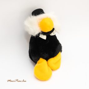   Plüss fekete varjú madár kalappal és nyakkendővel  Vintage Nici Duck Bird