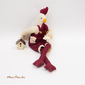   Textil plüss kakas fém madáretetővel Kein Spielzeug (végtagok drótosak)