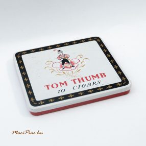   Szögletes levehető tetejű Tom Thumb 10 Cigars szivar fémdoboz