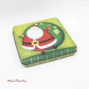   Szögletes levehető tetejű domború karácsonyi mintázatú lapos fémdoboz