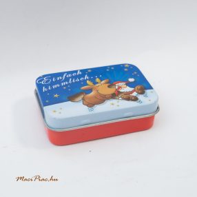   Szögletes levehető tetejű német Inhalt: 4 Schokomanner csokoládé fémdoboz