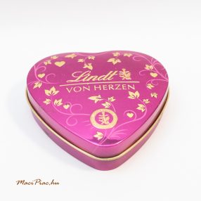 Szív alakú német Lindt Von Herzen csokoládé fémdoboz