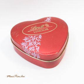   Szív alakú német Lindt Lindor domború mintázatú csokoládé fémdoboz