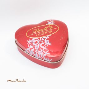   Szív alakú német Lindt Lindor domború mintázatú csokoládé fémdoboz