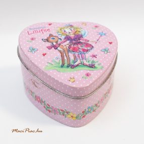  Szív alakú német domború mintázatú Prinzessin Lillifee fémdoboz
