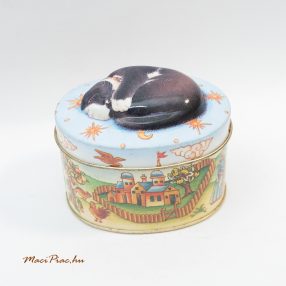   Cicás domború mintázatú levehető tetejű csokoládés fémdoboz