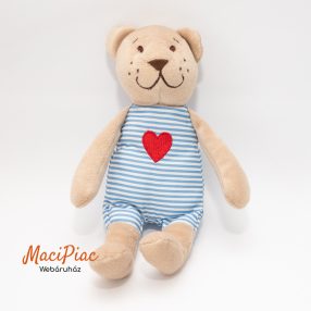   Ikea Fabler Björn piros szívecskés csíkos pizsama ruhás plüss maci