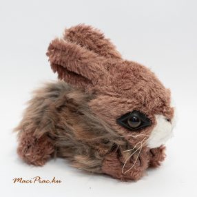   Plüss barna élethű borzas törpe fekvő kis nyúl, nyuszi 