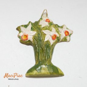   Nárcisz virág csokor, akasztahtó kerámia kézi festés régi Austria