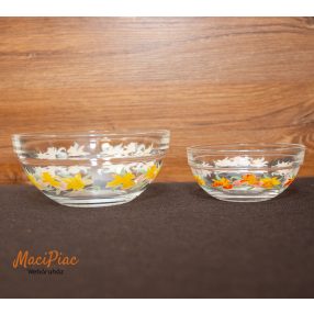   Retro üveg kis kerek tálak tavaszi virág motívommal 2 db Glass BOWL Multi Funkcional