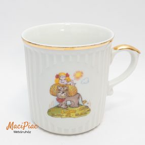  Vintage arany szélő porcelán bögre, horoszpókos OROSZLÁN Jelzett ORIGINAL BOHEMIA