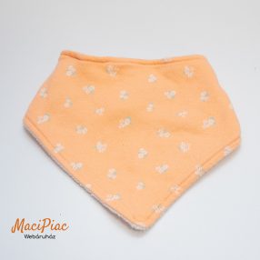   Baba nyálkendő, előke 2 rétegű pamut, fém pattentos barackvirág színű apró virág mintás F&F (újszerű) 2az1ben