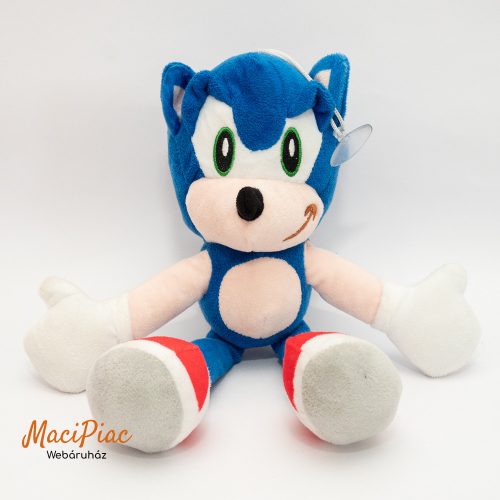 Sonic plüss figura, 29 cm akasztható, lógó lábú