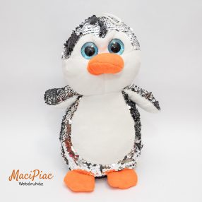   Plüss simiflitteres akasztóval ellátott nagy csillogó szemű pingvin (szürke fekete Sun Day)