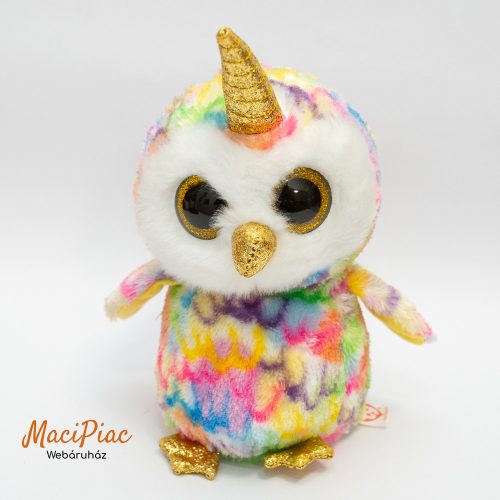 TY Beanie Boos: Enchanted unikornis bagoly plüss 2020 nagy csillogó szemű, szivárvány színű