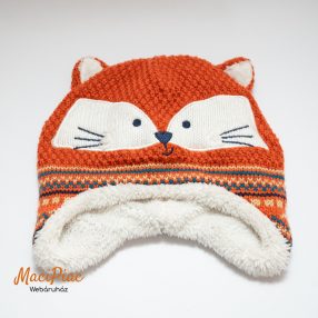   Téli kötött fiú sapka róka mintás fülvédős Nutmeg márka 3-4 évesre 