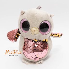   Plüss madár simiflitteres bagoly nagy csillogó szemekkel 10 cm