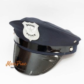   Rendőr sapka vagy rendőr kalap ezüst hímzéses jelvénnyel jelmez kiegészítő Jó minőségű! Új!