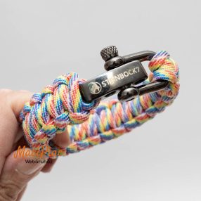   Steinbock7 Dachstein Paracord túlélési karkötő szivárvány színű, állítható rozsdamentes acél csattal